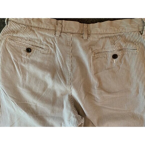 J.‎ CREW 10.5" Club Shorts Men 34W Striped Grey/White Flat Front Casual Chino - Picture 5 of 16